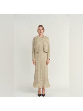 Gold dress and cardigan set